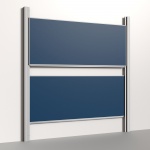 Pylonentafel, 250x100 cm, 2-flächig, höhenverstellbar, Stahlemaille blau 